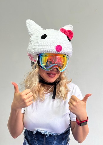 Renkli Örgü Kadın kayak kaskı için Şapka - Görsel 2