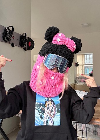 Balaklava örgü kayak kask şapkası - Görsel 2