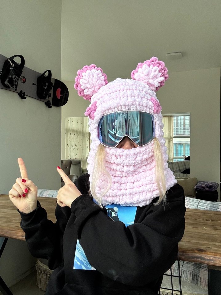 Balaklava örgü kayak kask için Şapka - Görsel 3