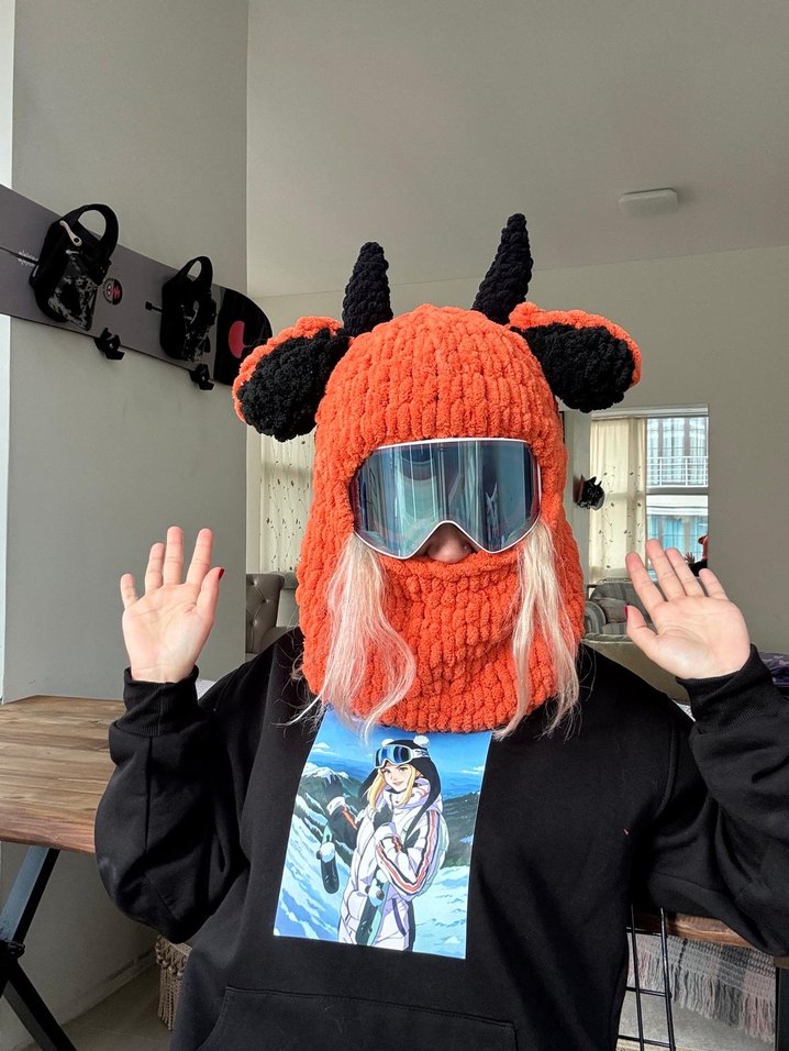 Turuncu Örgü Kadın Bere - Punk Stil - Görsel 3