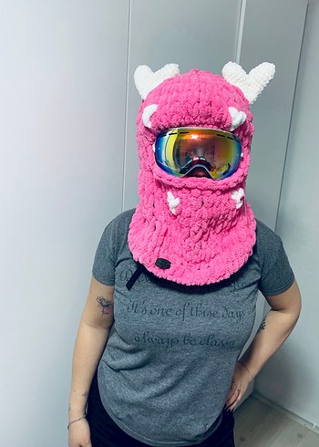 Bal baklava örgü kayak kask şapkası - Görsel 3