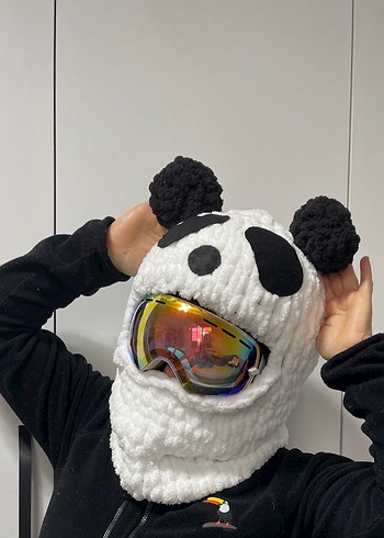 Balaklava kayak kask şapkası panda modelli - Görsel 3