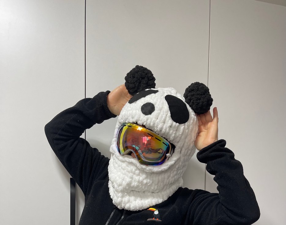Balaklava kayak kask şapkası panda modelli - Görsel 3