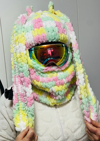 Renkli Kadın Örgü Bere ve Boyunluk - Görsel 4