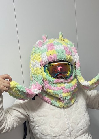 Renkli Kadın Örgü Bere ve Boyunluk - Görsel 2