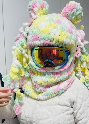 Renkli Örgü Kadın Bere Avant-Garde Stili - Görsel 2