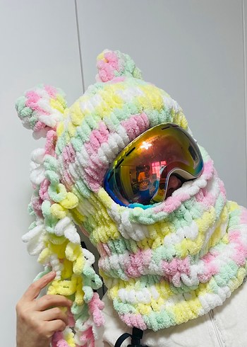 Renkli Örgü Kadın Bere Avant-Garde Stili - Görsel 5