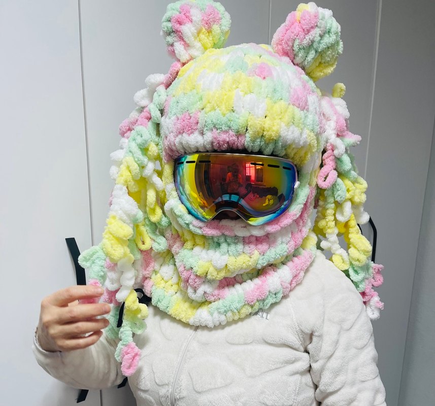 Renkli Örgü Kadın Bere Avant-Garde Stili - Görsel 2