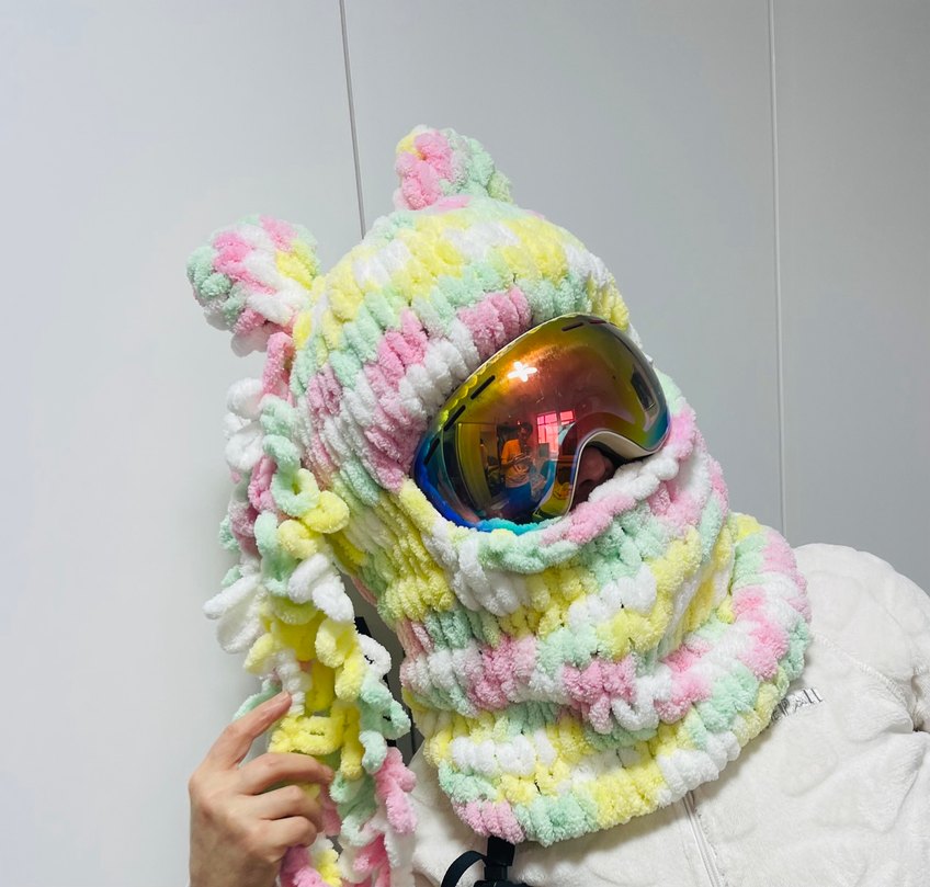 Renkli Örgü Kadın Bere Avant-Garde Stili - Görsel 5