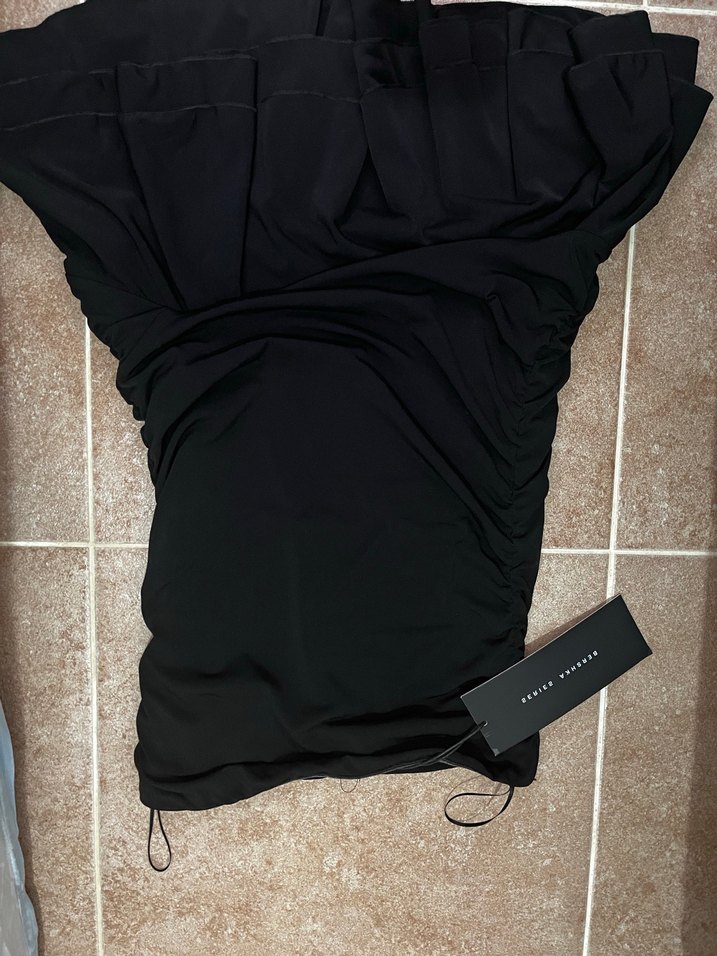 Bershka siyah straplez mini elbise - Görsel 5