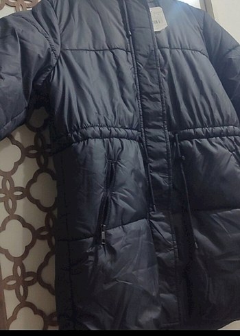 LC Waikiki Düğmeli Siyah Kadın Kışlık Mont