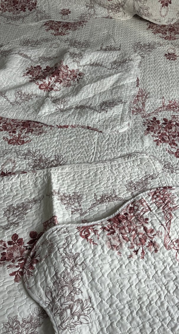 Bordo Nakışlı Gri Desenli Yatak Örtüsü - Görsel 3