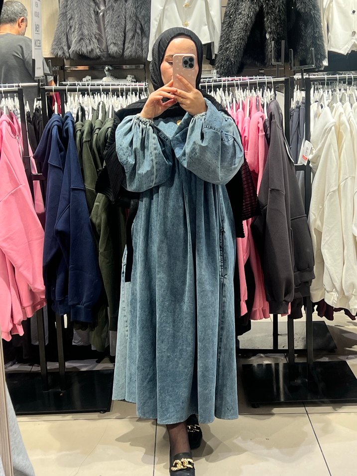 Salaş kot elbise - Görsel 3