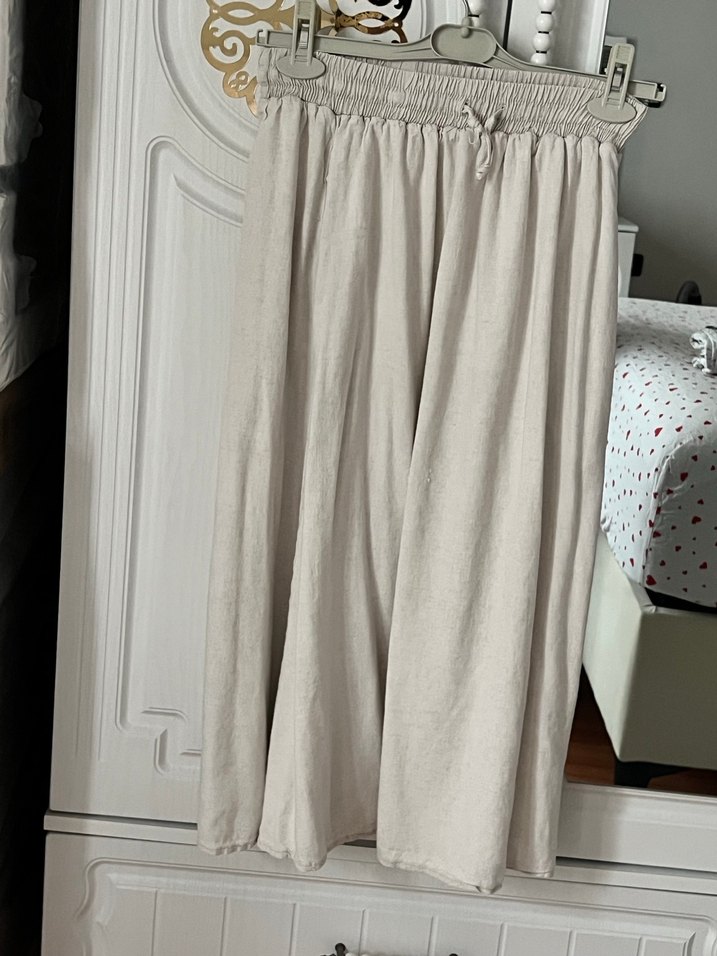 Kadın Kaki Midi Pamuk Etek - Görsel 3