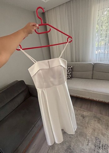 Beyaz Straplez A Kesim Uzun nikah elbisesi - Görsel 3