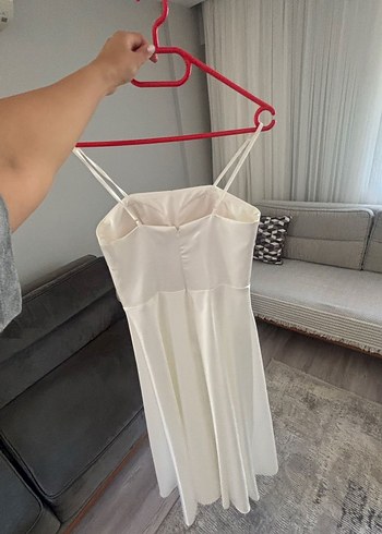 Beyaz Straplez A Kesim Uzun nikah elbisesi - Görsel 4