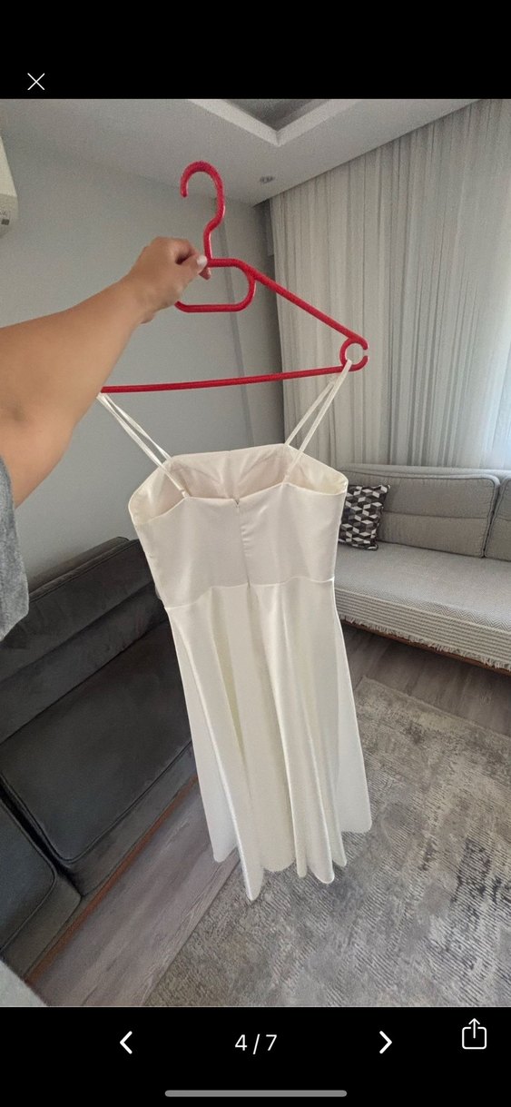 Beyaz Straplez A Kesim Uzun nikah elbisesi - Görsel 4