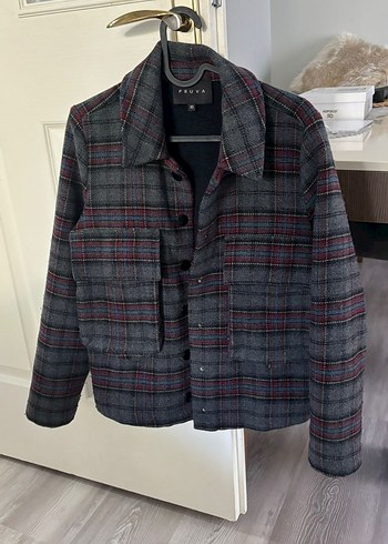 Ekose Kadın kısa kaşe Ceket - Görsel 3