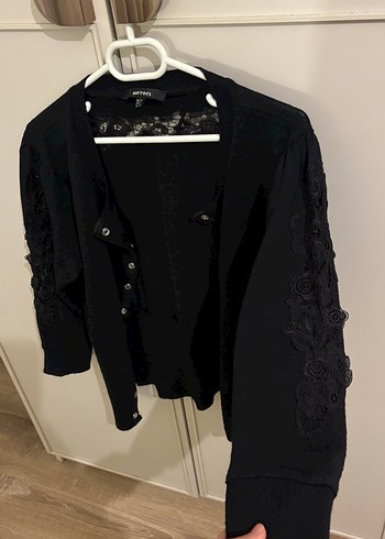 Düğmeli Siyah koton Kadın Hırka - Görsel 4