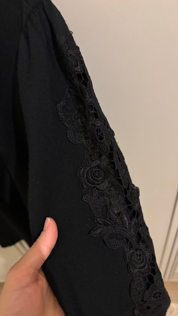 Düğmeli Siyah koton Kadın Hırka - Görsel 3