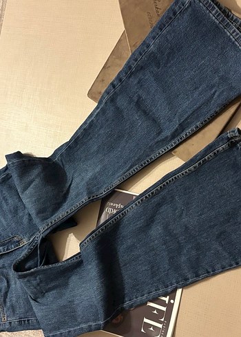 Düğmeli Mavi Denim Kadın Jean - Görsel 4