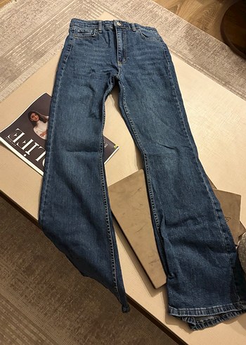 Düğmeli Mavi Denim Kadın Jean - Görsel 2