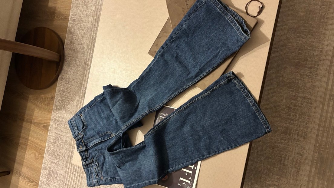 Düğmeli Mavi Denim Kadın Jean - Görsel 4