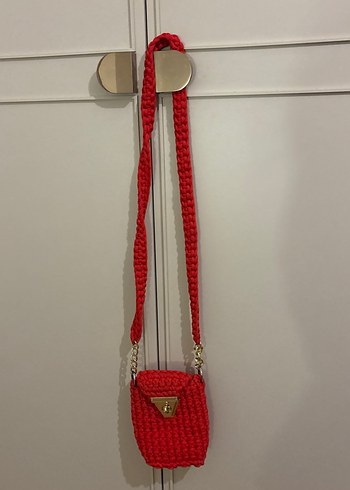 Kırmızı Örgü Kadın Çanta - Görsel 3