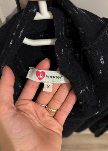 Boğazlı Siyah Kadın kazak koton - Görsel 2