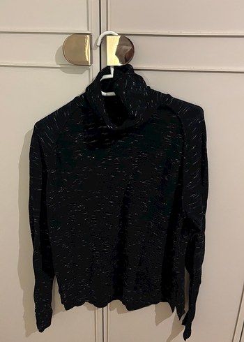 Boğazlı Siyah Kadın kazak koton - Görsel 4