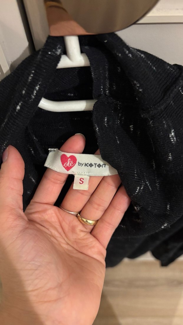 Boğazlı Siyah Kadın kazak koton - Görsel 2