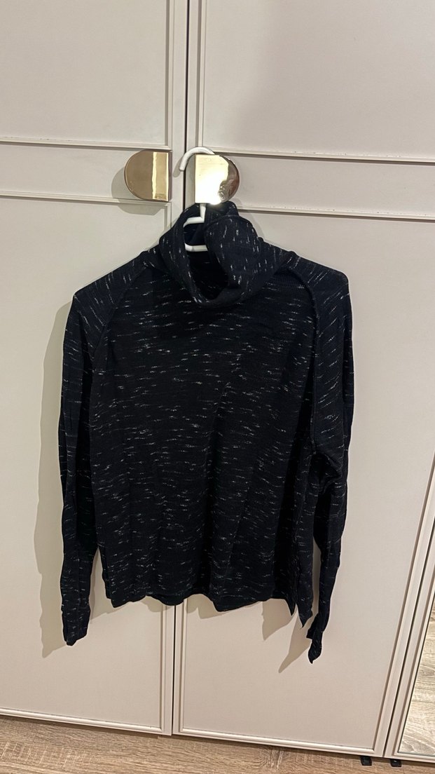 Boğazlı Siyah Kadın kazak koton - Görsel 3