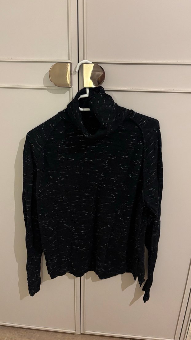 Boğazlı Siyah Kadın kazak koton - Görsel 4