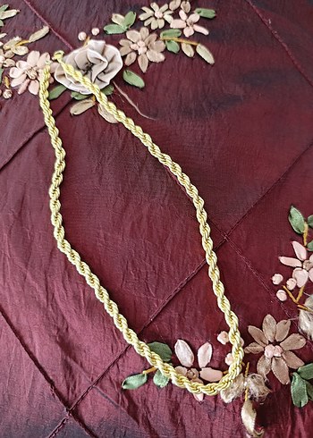 Beden 45cm Zincir Detaylı Vintage Altın Kolye çelik