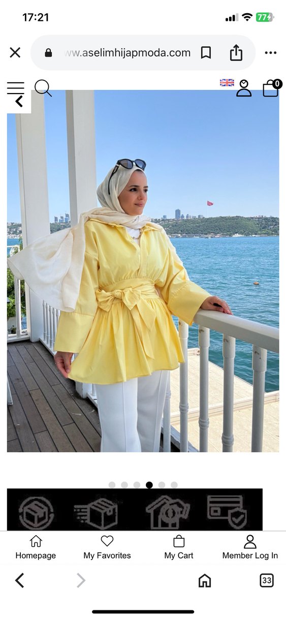 Sarı Kemerli Mini Tunik, Uzun Kollu, Yüksek Yakalı - Görsel 2