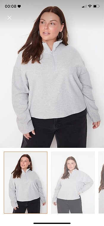 Dik yaka fermuarlı Selanik ince örme sweatshirt