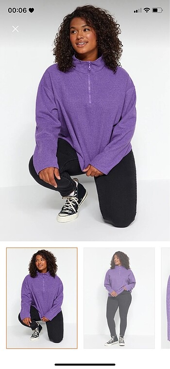 Mor ince örme sweatshirt