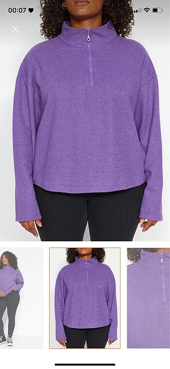 50 Beden Mor ince örme sweatshirt
