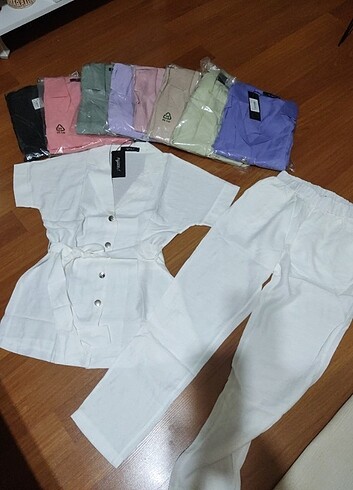 36 Beden beyaz Renk İkili Takım Gömlek pantolon 