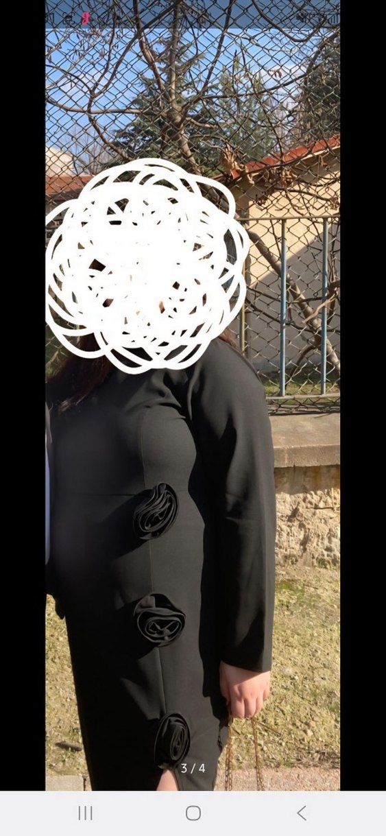 Uzun Siyah Büyük Beden Elbise - Görsel 3