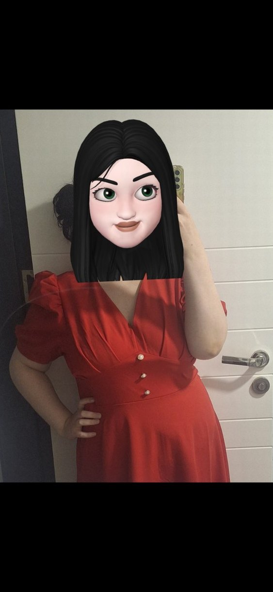 Kırmızı V Yaka Midi Ofis Elbisesi - Görsel 3