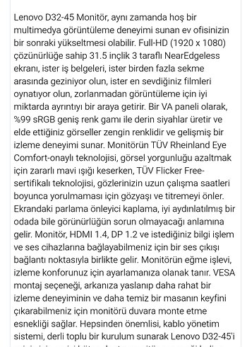 Lenovo Bilgisayar Monitörü - Görsel 12