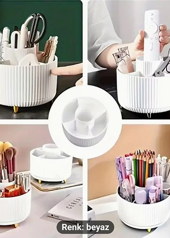 360° Dönebilen Beyaz Makyaj Organizeri - Görsel 2