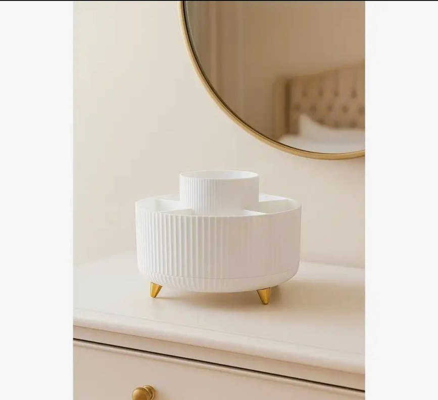 360° Dönebilen Beyaz Makyaj Organizeri - Görsel 3