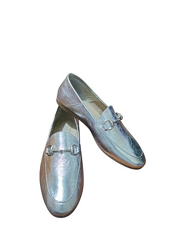 GÜMÜŞ RENK HAKİKİ DERİ KADIN LOAFER 36-37-38-39 MEVCUT