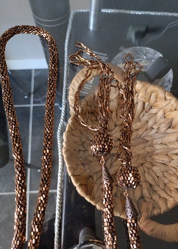 Zara Parlak Kahverengi Yılan Desenli Zincir Kolye