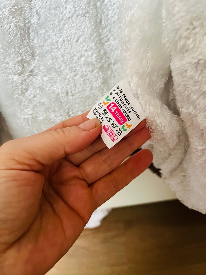 Kapüşonlu Kahverengi Beyaz Peluş Çocuk  Mont - Görsel 3