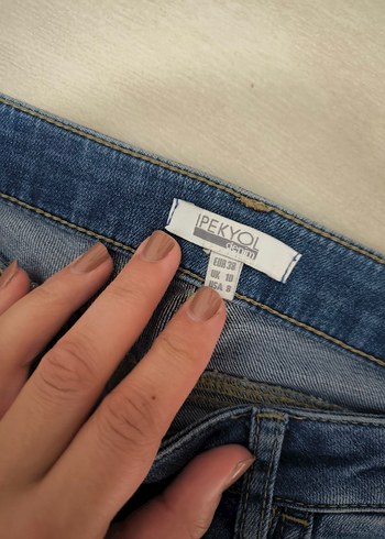 38 Beden mavi Renk Kadın Mavi Bol Paça Denim Pantolon