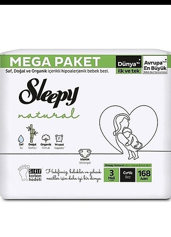 Sleepy Natural 3 Numara Cırt Bez (168 Adet)