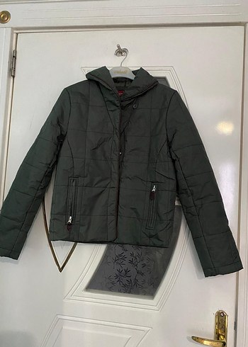 Kadın  yeşil  Kısa Fermuarlı Mont( yağmurluk) - Görsel 2